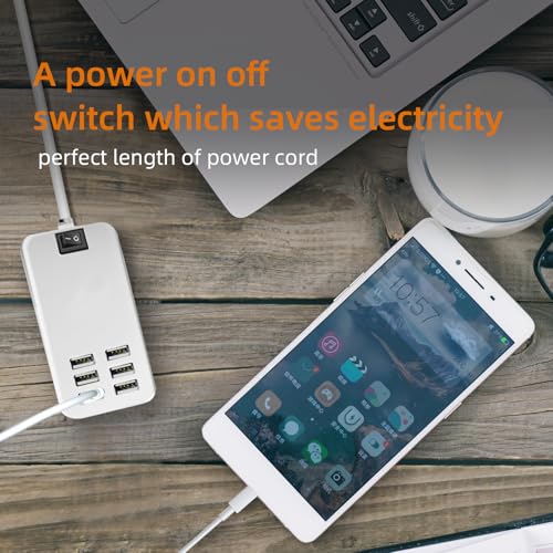 USB Charger Station Multi Port, Portable 6 Ports Chargers for Multiple Devices, Wall Charger Adapter for iPhone 17 16 15 pro max Samsung Galaxy S25/S24/S23