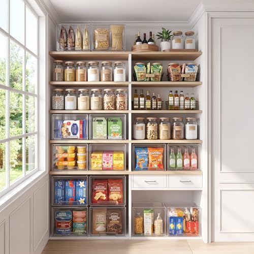 Large Clear Stackable Storage Drawers, 1 Pack Acrylic Organizer Bins for Closet, Bathroom, Kitchen, Pantry, Under Sink, Office, Laundry, Vanity, and Toy Organization, Durable Plastic, Smooth Pull-Out