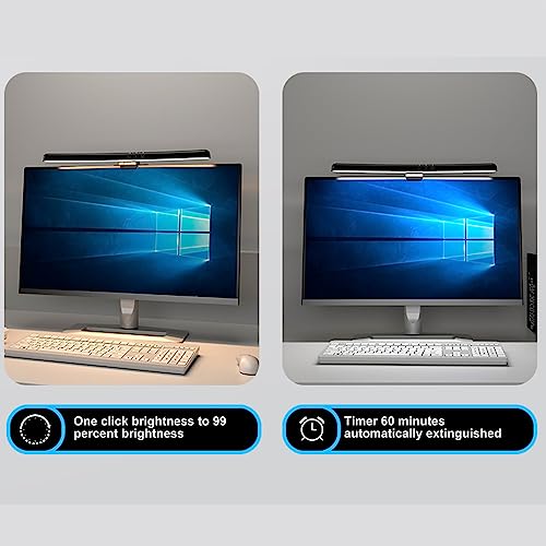 Computer Monitor Lamp, Curved Monitor Light Bar, Stepless Dimming 3 Color Temperature Touch Control Type C Computer Screen Lamp for Office