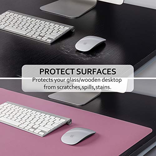 Purple/Pink Dual Sided PU Leather Desk Pad, Upgraded Sewing Laptop Mat, Waterproof Large Mouse Pad, Non-Slip Writing Kids Painting Mat Desk Blotter Protector for Office/Home 31.5"x15.8" (80x40cm)