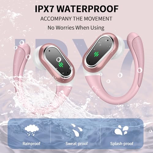 Wireless Earbuds, 2026 New Bluetooth 5.4 Headphones Sport, 60H+ HiFi Stereo - color: comb Pink