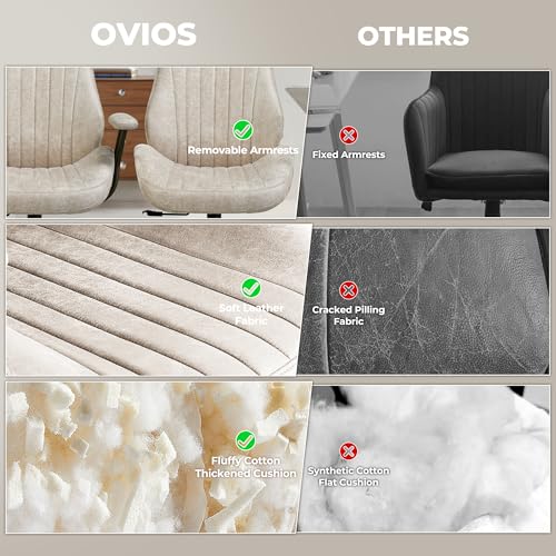 ovios Ergonomic Office Chair, High-Back Faux Suede Computer Executive Chair - color: Beige, size: High Back, Regular Cushion
