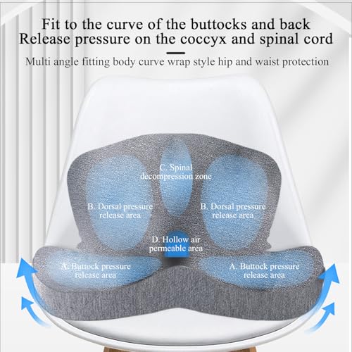 Seat Cushion with Lumbar Support Pillow, Back and Seat Cushion for Office - color: Light Gray