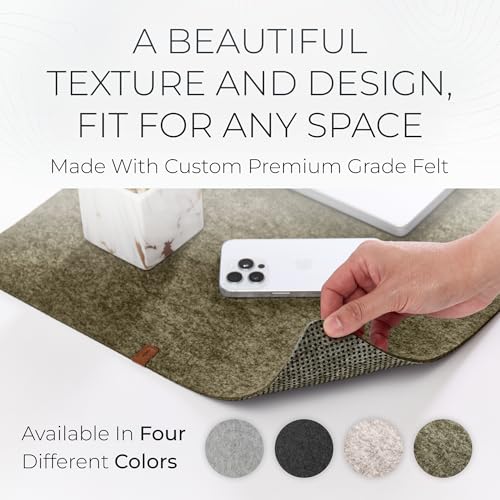 Nordik Felt Desk Mat - Large Felt Desk Pad - Timber Moss Green 35 x 17 in | Premium Desk Matt for Desktop, Full Desk Keyboard Mouse Pad, High Quality Felt and Non-Slip Rubber Liner for Home and Office - color: Timber Moss