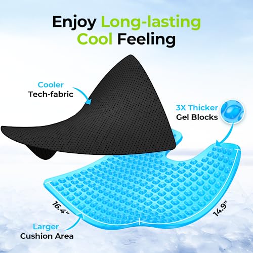 AUVON Gel Wheelchair Seat Cushion with Waterproof Cover for Pressure Sore & Ulcer, Ergonomic Chair Cushion with U-Cutout for Tailbone Pain, Back Pain Relief, Memory Foam Wheelchair Cushion, Anti-Slip | Ergonomic Chair Cushion with U-Cutout for Tailbone, B