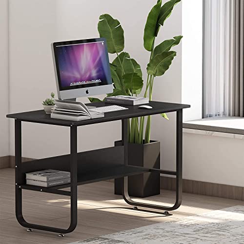 Study Computer Desk, Modern Economic Writing Table for Home, U Shape Modern Sturdy Stable Work Study Workstation Table for Home Office (Black) - color: Black