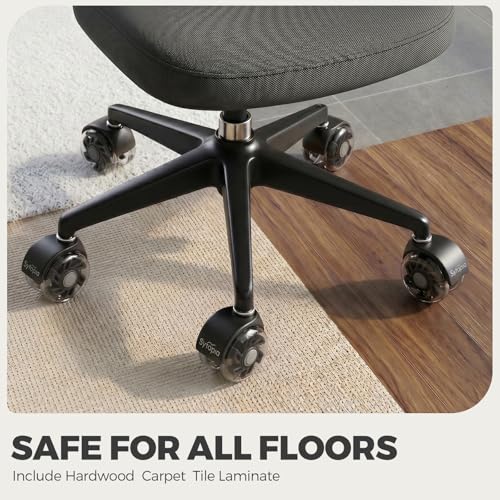 Office Chair Wheels Replacement, 2.5 Inch Universal Casters for Hardwood Floors & Carpet, Heavy Duty, Quiet, Scratch-Free, Fits Most Chairs, Easy Install, Set of 5.Dark Grey - style: 2.5 inch-Dark Grey