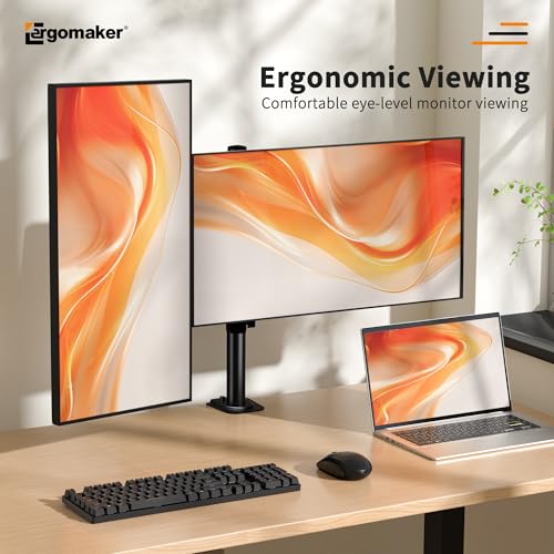 Dual Monitor Mount, Height Adjustable Swivel for 13-27" Screens | Monitor Stand with Steel Frame Supports Up To 22 Lbs; Includes C-Clamp Mount and Adjustable Tilt/Rotation For Optimal Viewing - size: Dual Up to 27"