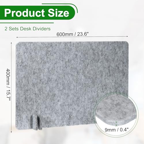 PATIKIL Desk Divider, 2 Set 24 x 16 Inch Acoustic Freestanding Desk Divider Desk Privacy Panel with 8 Pcs Support Feet for Library Office Workstation, Grey - color: Gray, size: 24 x 16 Inch
