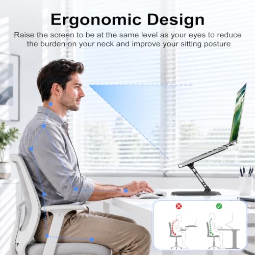 Orlian Adjustable Aluminum Laptop Stand for Desk, Laptop Riser for 11-16" - color: Black, size: 16"