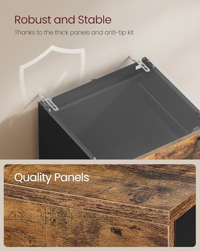 VASAGLE 4 Drawer File Cabinet with Locks, for A4, Letter Sized Documents - color: Rustic Brown + Black, size: 4 Drawers