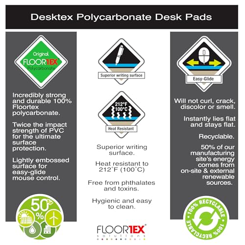 Floortex Desktex Polycarbonate Anti-Slip Desk Protection Mat 29" x 59", Clear, (FRDE2949RA)