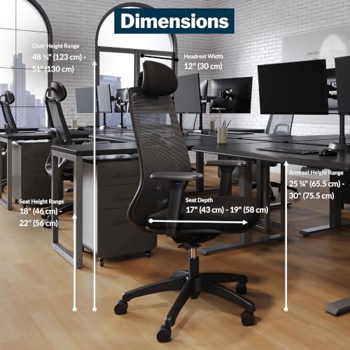 Vari Ascent Chair with Headrest – Black Frame/Black Fabric - color: Black/Black