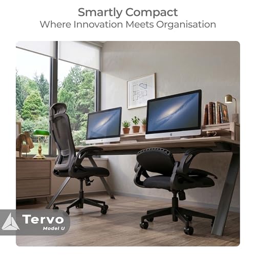 Tervo Model U - Folding Office Chair - Ergonomic Design for Small Spaces - color: H- Midnight Black