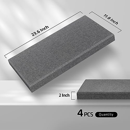 4 Pack Acoustic Panel 23.6"x11.8" Soundproof Fiberglass Panel,Charcoal Grey - color: Charcoal Grey, size: 23.6" x 11.8"-4pcs