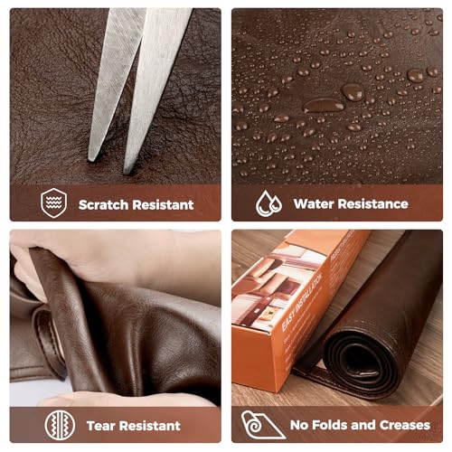 Recliner Headrest Protector Faux Leather Headrest Cover for Recliner Chair Couch Headrest Cover for Furniture Sofa Protector Chair Arm Covers for Home Office 17 x 27In(Chocolate Brown) | Hook & Loop, Chair Couch Cover, Furniture Sofa Protector, Chair Arm