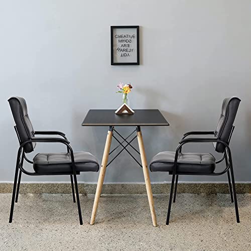 JupiterForce Waiting Room Chairs, Leather Office Reception Guest Chair No Wheels with Padded Arms Rest for Home Conference Lobby Area Meeting Church Clinic, Set of 2, Black