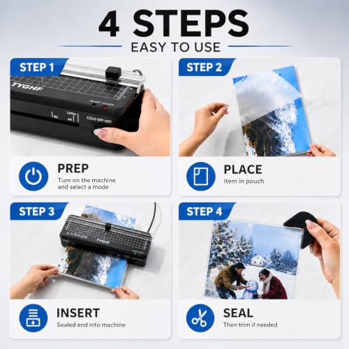9 Inch Laminating Machine with 30 Sheets, A4 A5 A6 Thermal Cold Laminator - color: Black