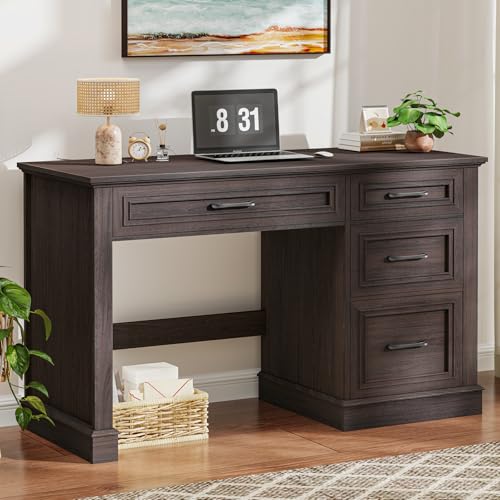 Halitaa Farmhouse 47" Executive Desk with File Drawer, Espresso - color: Brown, size: Style 2