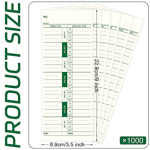 Chuangdi 1000 Pcs Time Cards 1 Side Time Clock Cards 3.5 x 9 Inches
