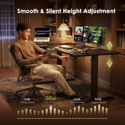 OffiGo 71" Reversible L Shaped Electric Standing Desk, Carbon Fiber Black - color: Carbon Fiber Black, size: 71 Inch