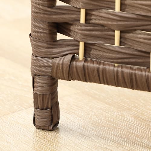 HOMCOM 4 Panel Room Divider 6 Ft Privacy Screen Hand-Woven Brown | Folding PP Wall Partition, Pine Wood Frame, Freestanding Room Separator, Bedroom Home Office, No Assembly - color: Brown, size: 4 Panel