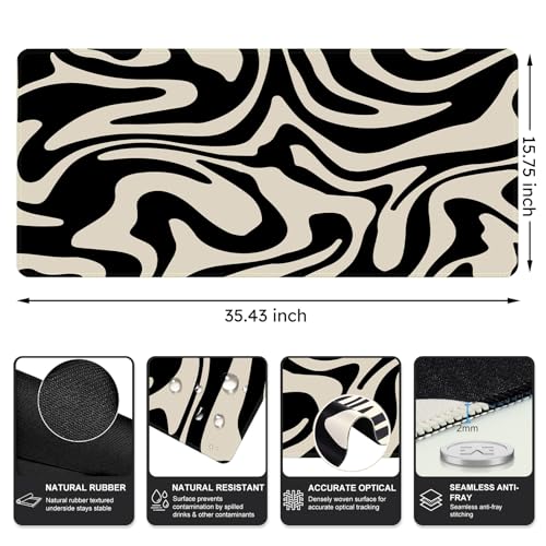 iCasso Desk Mat,Cute Desk Pad Mat,Black Topographic - color: Black Topographic