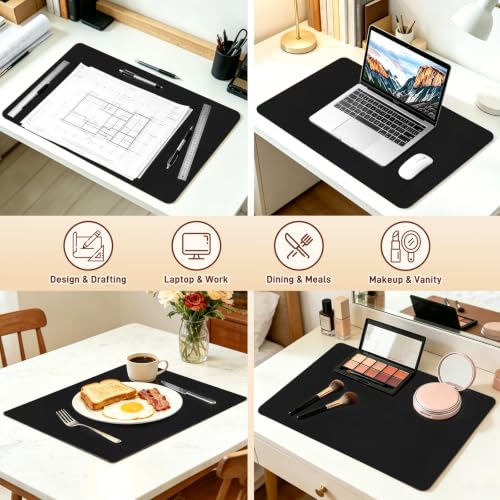 PU Leather Desk Protector/Nightstand Mat, 23.6X15.7 in Black - color: Black, size: 23.6" x 15.7"