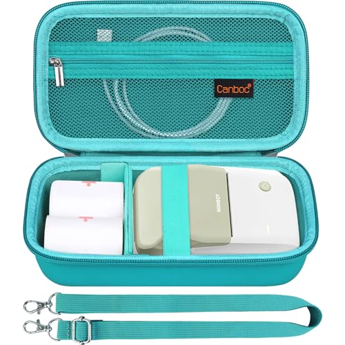 Canboc Carrying Case for NIIMBOT B21 Label Maker, Turquoise (Case Only) | Portable Bluetooth Thermal Label Printer Bag with Removable Shoulder Strap, Mesh Pocket fit Printer Labels, USB Cable - color: Turquoise+Turquoise