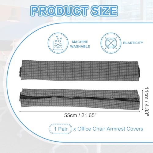 PATIKIL 22x4.3in Office Chair Armrest Covers, 1Pair, Dark Gray - color: Dark Gray, size: 22"