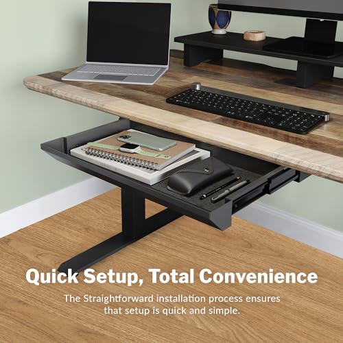 Vari Steel Under Desk Drawer - Slim Undermount Storage Organizer- Standing Desks Attachment- Versatile Placement Options, Efficient Workspace- Office Desk Accessory- (20.25" x 9.5" x 1.75") - style: Undermount Drawer