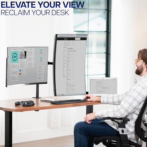 VIVO Dual Monitor Desk Mount, Heavy Duty Fully Adjustable Stand, Fits 2 LCD LED Screens up to 32 inches and 22 lbs Each, Black, STAND-V032 - color: Black, size: 13" - 32"