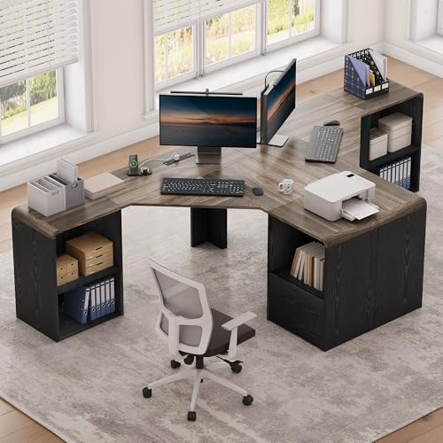 59'' Reversible L-Shaped Computer Desk, Black
