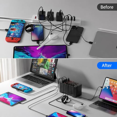 150W USB C Charging Station, 30 Port Fast Multi Device Charger (15 USB-C + 15 USB-A) Desktop Charger Hub, Compatible with iPhone Samsung iPad Google Pixel Tablets & Other USB Electronics