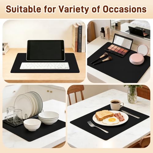 PU Leather Desk Protector/Nightstand Mat, 15.7X11.8 in Black - color: Black, size: 15.7" x 11.8"