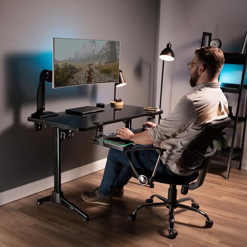 VIVO Large Under Desk Keyboard Tray with RGB LED Light Mouse Pad, C-clamp Mount, 27 (33 Including Clamps) x 11 inch Slide-Out Platform Computer Drawer for Typing, Black, MOUNT-KB05P