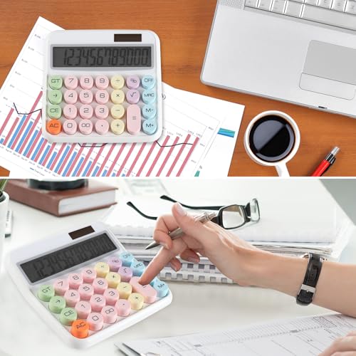 Large Computer Electronic Calculator Counter Solar & Battery Power 12 Digit Display Multi-Functional Big Button for Business Office School Calculating (HY-2278) - color: HY-2278