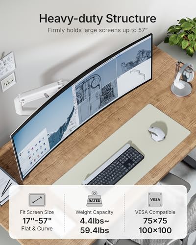 monTEK Heavy-Duty Monitor Arm Bundle with Universal VESA Extension Kit, Fits 17–57" Curved & Ultrawide Screens up to 59.4 lbs, with USB A/C Expands VESA to 200x200 & 300x300