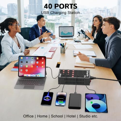 250W 50A USB Charging Station for Multiple Devices, 50 Port Fast USB Charger Block, Desktop Wall Fast Charger with Intelligent Protection, USΒ Power Strip Suitable for Home Office School