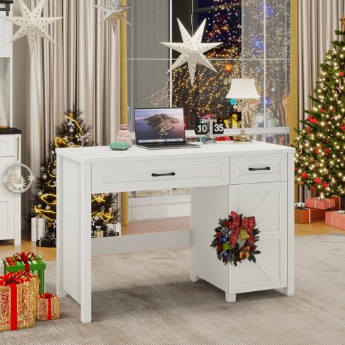 Vabches Farmhouse 47" Executive Desk with Drawers, Cream White - color: Cream White, size: 47"W