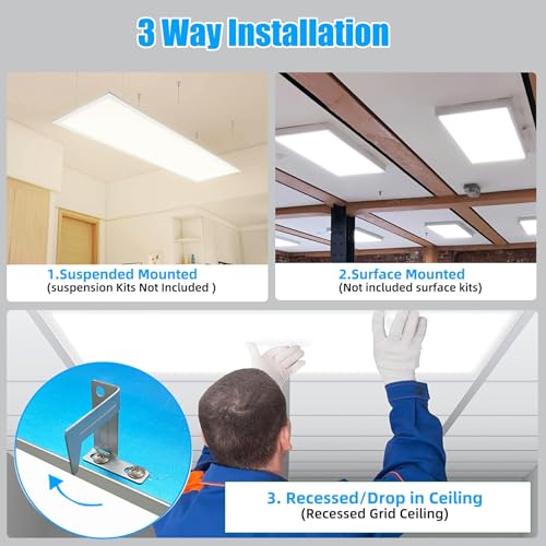 4 Pack 2x4 LED Flat Panel Light Drop Ceiling Light Fixture,7800 LM | 2x4 FT Edge-Lit LED Flat Panel Light,5000K 0-10V Dimmable Recessed Drop Ceiling Fixture for Office Retail Shop,ETL