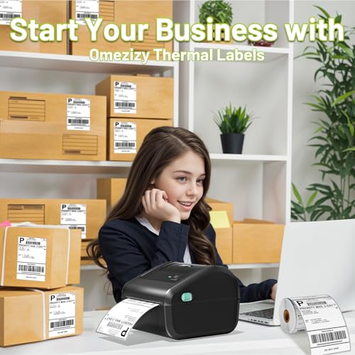 D450BT Bluetooth Shipping Label Printer and 250Pcs Roll Thermal Labels, Wireless Thermal Label Printer for Small Business
