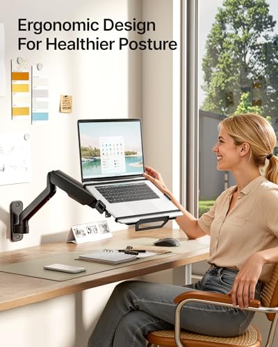 monTEK 2-in-1 Laptop Wall Mount, Fits 12–18" Laptops & 32" Monitors,Black