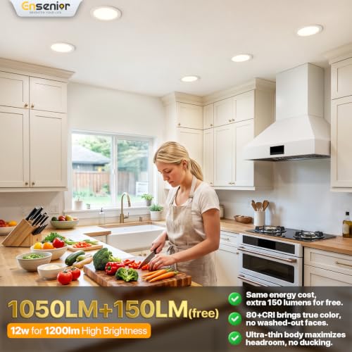 Ensenior 24 Pack 6 Inch LED Recessed Light, 5000K Dimmable Canless Wafer - color: 5000k - Daylight, size: 6 Inch