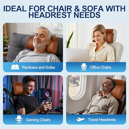 Recliner Pillow, Adjustable Neck & Head Support Pillow - color: Brown