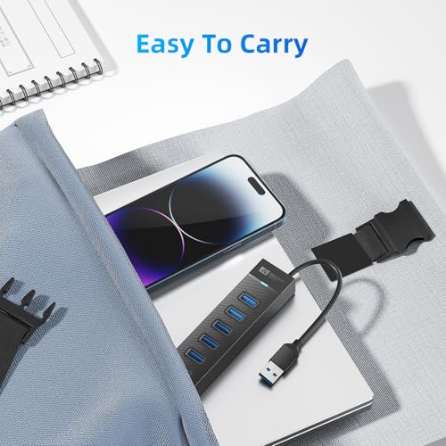 SAN ZANG MASTER 7 Port Hub 15CM USB Hub 3.0 USB Hub Extender for PC, Laptop, Flash Drive, Mobile HDD, Windows/XPS (The Power Adapter is Not Included in The Package) - size: 15CM