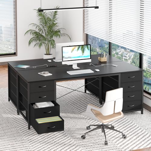 60 Inch Computer Desk with 8 Drawers for Home Office, Bedroom, Living Room - color: Black, size: 18.9"D x 59.8"W x 29.3"H