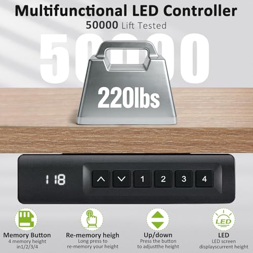 farexon 63x55 Inch L Shaped Standing Desk with Outlets, Electric Adjustable Height Stand Up Desk, Corner sit Stand Desk with Mouse Pad, Hook, Home Office Writing Gaming Computer Workstation, Oak Grey