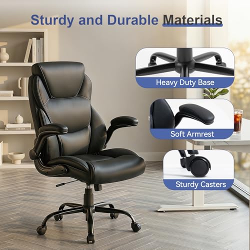 Brage Living Big and Tall Office Chair 400LBS, Heavy Duty High Back Leather
