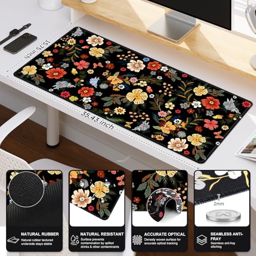 iCasso Desk Matt for Desktop, Cute Desk Pad Mat,Large Mouse Pad,Floral - color: Floral